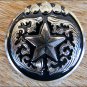 CN048F- 2 STAR ROUND ANTIQUE SILVER CONCHOS SADDLE HEADSTALL HORSE TACK 1.5IN
