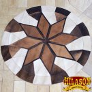 HS1144-F HILASON PURE BRAZILIAN COWHIDE HAIR ON LEATHER PATCHWORK 3D ROUND RUG