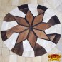 HS1144-F HILASON PURE BRAZILIAN COWHIDE HAIR ON LEATHER PATCHWORK 3D ROUND RUG