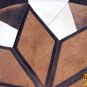 HS1144-F HILASON PURE BRAZILIAN COWHIDE HAIR ON LEATHER PATCHWORK 3D ROUND RUG