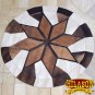 HS1144-F HILASON PURE BRAZILIAN COWHIDE HAIR ON LEATHER PATCHWORK 3D ROUND RUG
