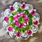 SET OF 2 PERIDOT GREEN & FUCHSIA CRYSTALS BERRY CONCHO RHINESTONE HEADSTALL