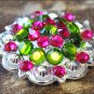 SET OF 2 PERIDOT GREEN & FUCHSIA CRYSTALS BERRY CONCHO RHINESTONE HEADSTALL