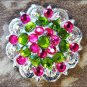 SET OF 2 PERIDOT GREEN & FUCHSIA CRYSTALS BERRY CONCHO RHINESTONE HEADSTALL
