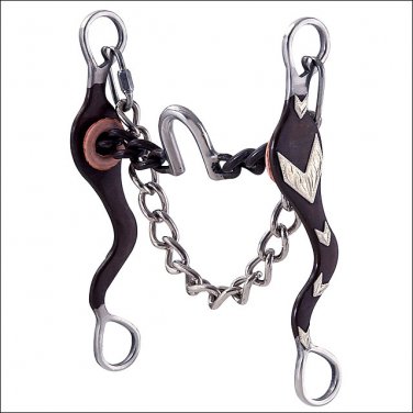HILASON ANTIQUE BROWN ROPING HORSE BIT MEDIUM PORT CORRECTION MOUTH
