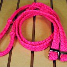 HOT PINK BRAIDED POLY BARREL RACING CONTEST REINS FLAT W/EASY GRIP KNOTS 1 INCH