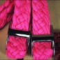HOT PINK BRAIDED POLY BARREL RACING CONTEST REINS FLAT W/EASY GRIP KNOTS 1 INCH