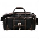 AMERICAN WEST BANDANA LAKE TAHOE LEATHER LUGGAGE TRAVEL BAG BLACK AND BROWN