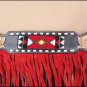 HILASON WESTERN LEATHER ONE EAR HEADSTALL BREAST COLLAR BLACK RED BEADED FRINGES