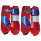 SML PROFESSIONAL CHOICE SPORTS MEDICINE HORSE LEG BOOTS 4 PACK RED GLITTER