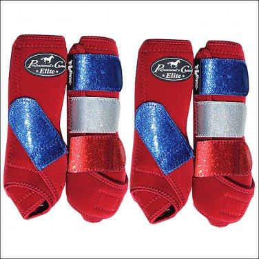 SML PROFESSIONAL CHOICE SPORTS MEDICINE HORSE LEG BOOTS 4 PACK RED GLITTER