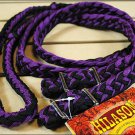 PURPLE BLACK BRAIDED POLY BARREL RACING CONTEST REINS FLAT W/EASY GRIP KNOTS 1 I
