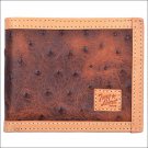 TONY LAMA BROWN LEATHER OSTRICH PRINT TRIM WESTERN BIFOLD MENS WALLET