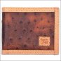 TONY LAMA BROWN LEATHER OSTRICH PRINT TRIM WESTERN BIFOLD MENS WALLET