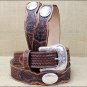 46" TONY LAMA TAN OMAHA COUNTRY SCALLOPED LEATHER MEN BELT MADE IN THE USA
