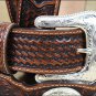 46" TONY LAMA TAN OMAHA COUNTRY SCALLOPED LEATHER MEN BELT MADE IN THE USA