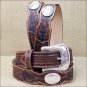 46" TONY LAMA TAN OMAHA COUNTRY SCALLOPED LEATHER MEN BELT MADE IN THE USA