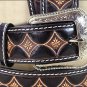 34 x 1 1/2" 3D DARK BROWN MENS FLOWER PATTERN WESTERN FASHION LEATHER BELT
