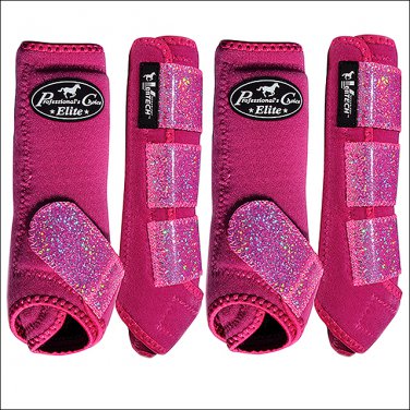 SML PROFESSIONAL CHOICE SPORTS MEDICINE HORSE LEG BOOTS 4 PACK GLITTER RASPBERRY