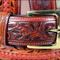 32 X1 1/2" 3D BROWN FLORAL MENS WESTERN FASHION LEATHER BELT REMOVABLE BUCKLE