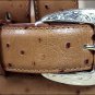 TONY LAMA MEN'S TAN OSTRICH PRINT LEATHER DRESS BELT