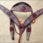 HILASON WESTERN LEATHER HORSE BRIDLE HEADSTALL BREAST COLLAR MAHOGANY TURQUOISE