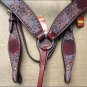 HILASON WESTERN LEATHER HORSE BRIDLE HEADSTALL BREAST COLLAR MAHOGANY TURQUOISE