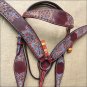 HILASON WESTERN LEATHER HORSE BRIDLE HEADSTALL BREAST COLLAR MAHOGANY TURQUOISE