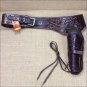 48 in. HAND CARVED WESTERN COWBOY LEATHER GUN HOLSTER 45 CALIBER LEFT HAND - BRO