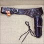 48 in. HAND CARVED WESTERN COWBOY LEATHER GUN HOLSTER 45 CALIBER LEFT HAND - BRO