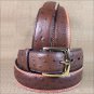 44X1 1/2" 3D BROWN MENS DRESS OSTRICH PRINT LEATHER BELT REMOVABLE BRASS BUCKLE