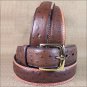 32X1 1/2" 3D BROWN MENS DRESS OSTRICH PRINT LEATHER BELT REMOVABLE BRASS BUCKLE