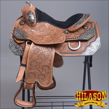 BH118-F HILASON WESTERN LEATHER EQUITATION HORSE SHOW TRAIL PLEASURE SADDLE 16"