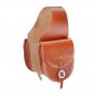 TOUGH 1 LEATHER BASKETWEAVE SADDLE BAG W/ BASKET STAMP MEDIUM TAN
