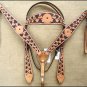 HILASON WESTERN LEATHER HORSE BRIDLE HEADSTALL BREAST COLLAR TAN BLACK SPOTS