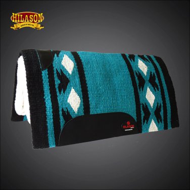 MADE IN USA FE333-F HILASON WESTERN WOOL GEL SADDLE BLANKET PAD TERQUOISE BLACK