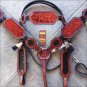 HILASON WESTERN LEATHER HORSE HEADSTALL BRIDLE BREAST COLLAR MAHOGANY RED INLAY