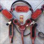 HILASON WESTERN LEATHER HORSE HEADSTALL BRIDLE BREAST COLLAR MAHOGANY RED INLAY