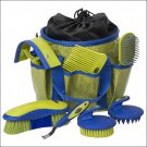 WEAVER GLITTER GROOMING KIT 7 PIECE ASSORTMENT HANDY VINYL BAG W/ 6 POCKET GREEN