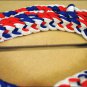 HILASON WESTERN TACK HORSE BRAIDED POLY BARREL REIN RED WHITE BLUE