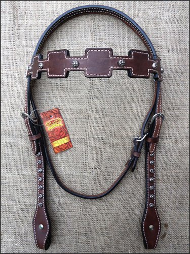 S308 NEW HILASON WESTERN LEATHER HORSE BRIDLE HEADSTALL DARK BROWN