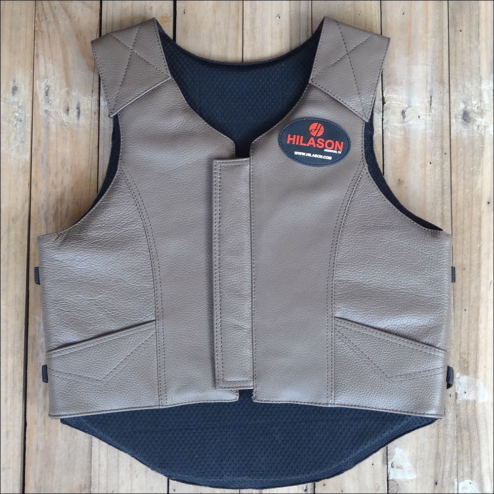 PV805F HILASON LEATHER PRO RODEO BULL RIDING PROTECTIVE VEST XXL GREY