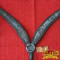 HILASON WESTERN LEATHER HORSE BREAST COLLAR BLACK RUSTIC VINTAGE HAND CARVED
