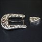 HILASON STAINLESS STEEL FINISHED BELT BUCKLE SET W/BLING CLEAR CRYSTAL