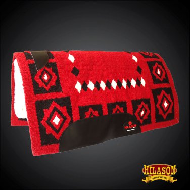 MADE IN USA FE296-F HILASON WESTERN WOOL FELT SADDLE BLANKET PAD RED BLACK WHITE