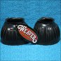 LARGE WEAVER BLACK DOUBLE HOOK AND LOOP HORSE LEG RUBBER BELL BOOTS PAIR