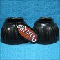 LARGE WEAVER BLACK DOUBLE HOOK AND LOOP HORSE LEG RUBBER BELL BOOTS PAIR