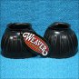 LARGE WEAVER BLACK DOUBLE HOOK AND LOOP HORSE LEG RUBBER BELL BOOTS PAIR