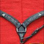 HILASON WESTERN LEATHER HORSE BREAST COLLAR BLACK BLING STAR INLAY