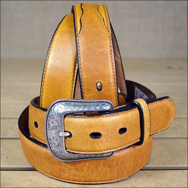 3D 34 x 1 1/2 INCH BROWN MEN'S WESTERN BASIC LEATHER BELT REMOVABLE BUCKLE